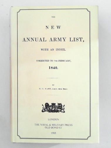HART, H.G - The new annual Army List, with an index, corrected to 7th February 1840