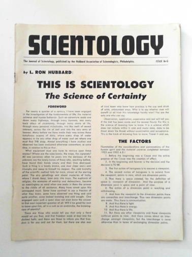 HUBBARD, L. Ron - Scientology: the Journal of Scientology, issue 16-G: This is Scientology, the science of certainty [1953]