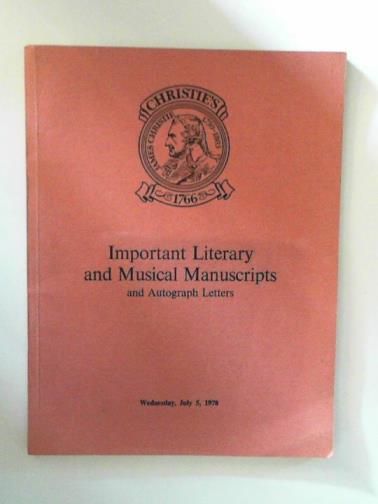 CHRISTIE'S - Important literary and musical manuscripts: and autograph letters