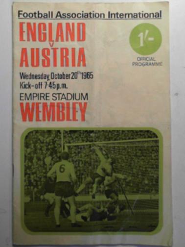 FOOTBALL ASSOCIATION - Football Association International: England v Austria, October 20th 1965