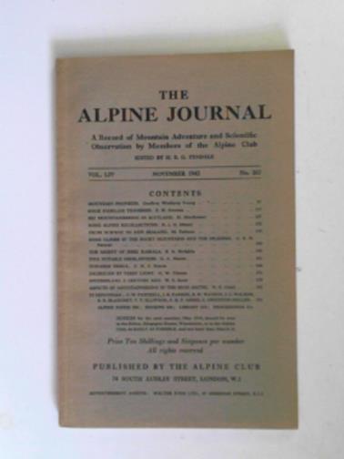 TYNDALE, H.E.G (ed) - The Alpine Journal, vol.LIV, no.267, November 1943