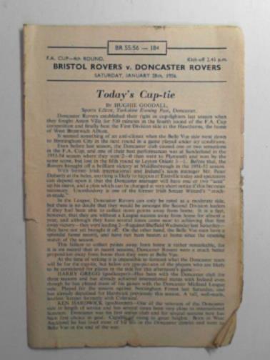 GOODALL, Hughie (editor) - Bristol Rovers v. Doncaster Rovers: F.A. Cup 4th round, 28-1-1956