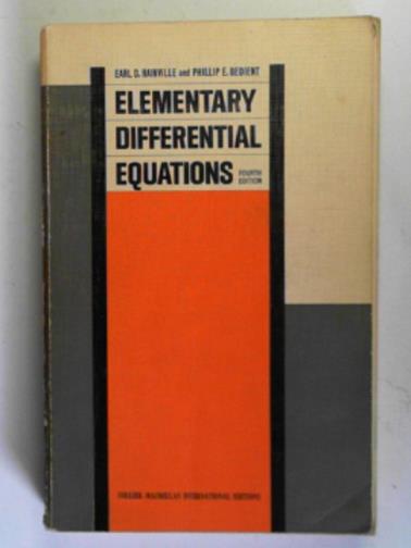 BEDIENT, Phillip Edward & RAINVILLE, Earl David - Elementary differential equations