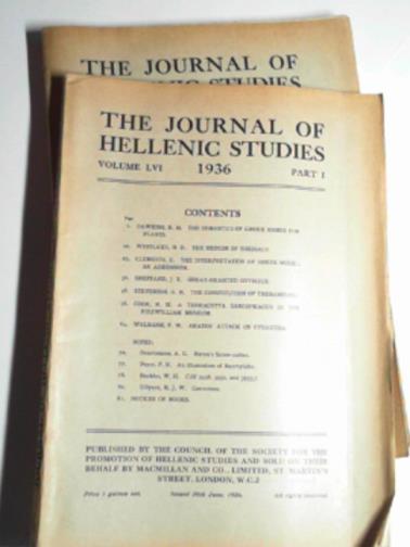 DAWKINS, R.M & others - The Journal of Hellenic Studies, volume LVI (56), part I & 2