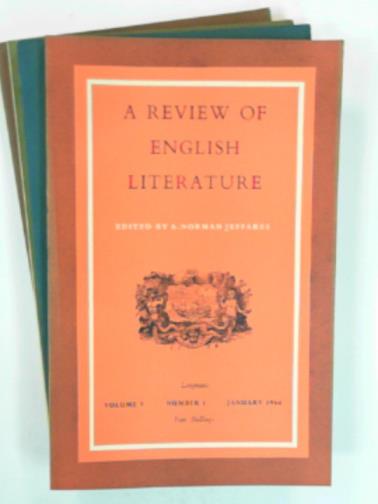 JEFFARES, A. Norman (ed) - A Review of English Literature, Vol.V; nos.1-4, Jauary - October 1964