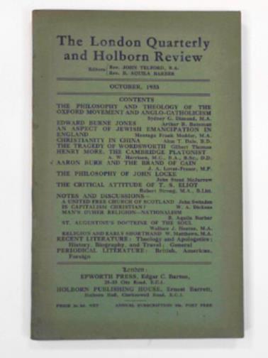 TELFORD, John & AQUILA-BARNBER, B (eds) - The London Quarterly & Holborn Review, October 1933