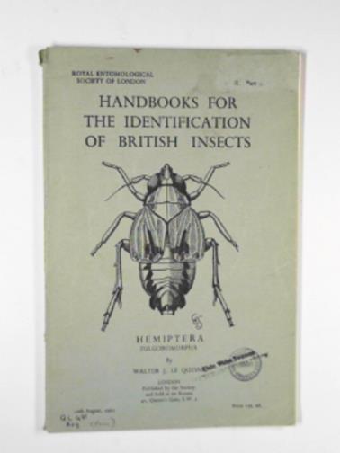 LE QUESNE, Walter J - Handbooks for the Identification of British Insects, vol.II, Part 3: Hemiptera (Fulgoromorpha)