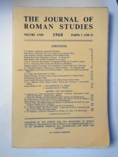 LEPPER, F.A. (ed) - The Journal of Roman Studies, vol.LVIII [58], 1968