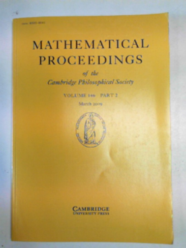 PATERNAIN, G.P. (ed) - Mathematical Proceedings of the Cambridge Philosophical Society, volume 146, part 2, March 2009