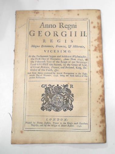  - Anno vicesimo Georgii II Regis: an Act for continuing the duties upon malt, mum, cyder, and perry, in that part of Great Britain called England; and for granting to His Majesty certain duties upon malt, mum, cyder, and perry, in that part of Great Britain called Scotland; an for applying a certain sum of money therein mentioned towards the supply for the service of the year one thousand seven hundred and forty seven