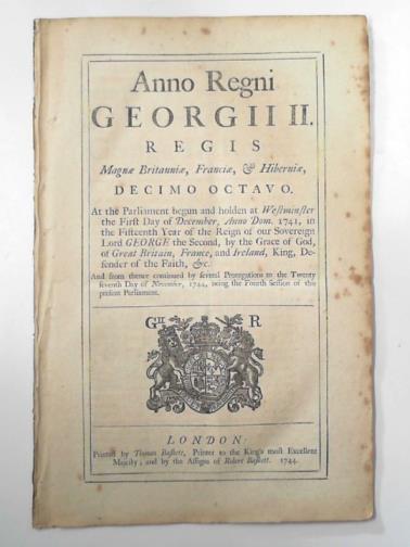  - Anno decimo octavo Georgii II Regis: an Act for continuing the duties upon malt, mum, cyder, and perry, in that part of Great Britain called England; and for granting to His Majesty certain duties upon malt, mum, cyder, and perry, in that part of Great Britain called Scotland, for the service of the year one thousand seven hundred and forty five