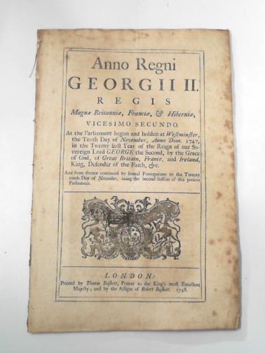  - Anno vicesimo secundo Georgii II Regis: an Act for continuing and granting to His Majesty certain duties upon malt, mum, cyder, and perry, for the service of the year one thousand seven hundred and forty nine