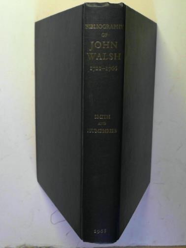 SMITH, William and HUMPHRIES, Charles - A bibliography of the musical works published by the firm of John Walsh during the years 1721-1766 (Bibliographical Society publication for the year 1966)