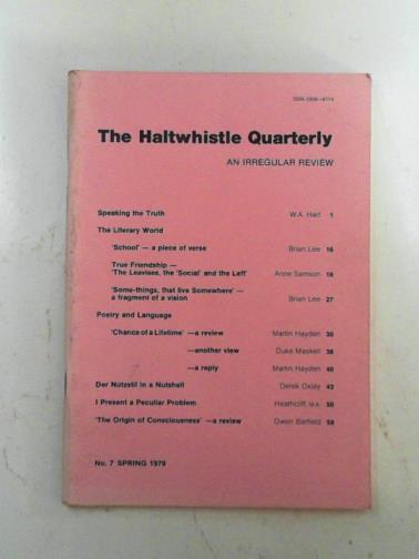 LEE, Brian & MASKELL, Duke (eds) - The Haltwhistle Quarterly: an irregular review, no.7, Spring  1979