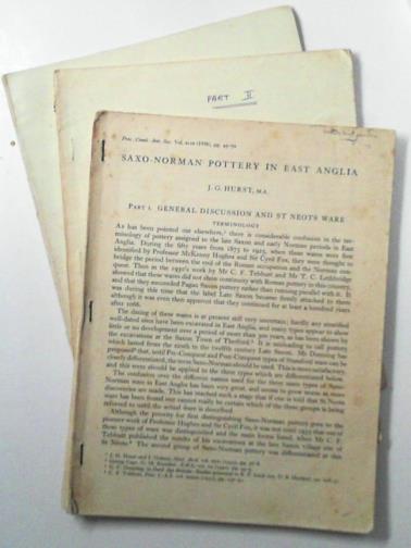 HURST, J. G. - Saxo-Norman Pottery in East Anglia, parts 1-3